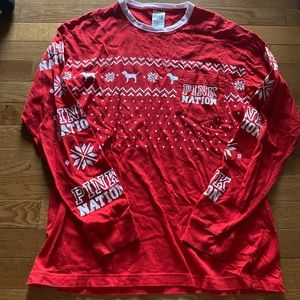 VS Victoria’s Secret PINK Christmas long sleeve tee